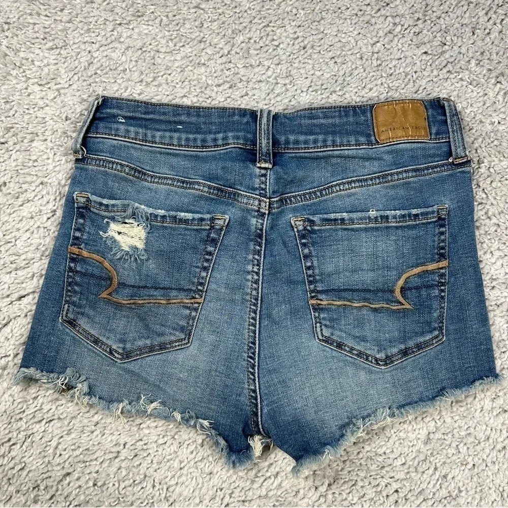American Eagle Shorts Womens 2 Hi Rise Shortie Super Stretch Exposed Distressed